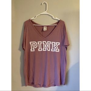 PINK by Victoria Secret v neck t shirt, size medium, color mauve
